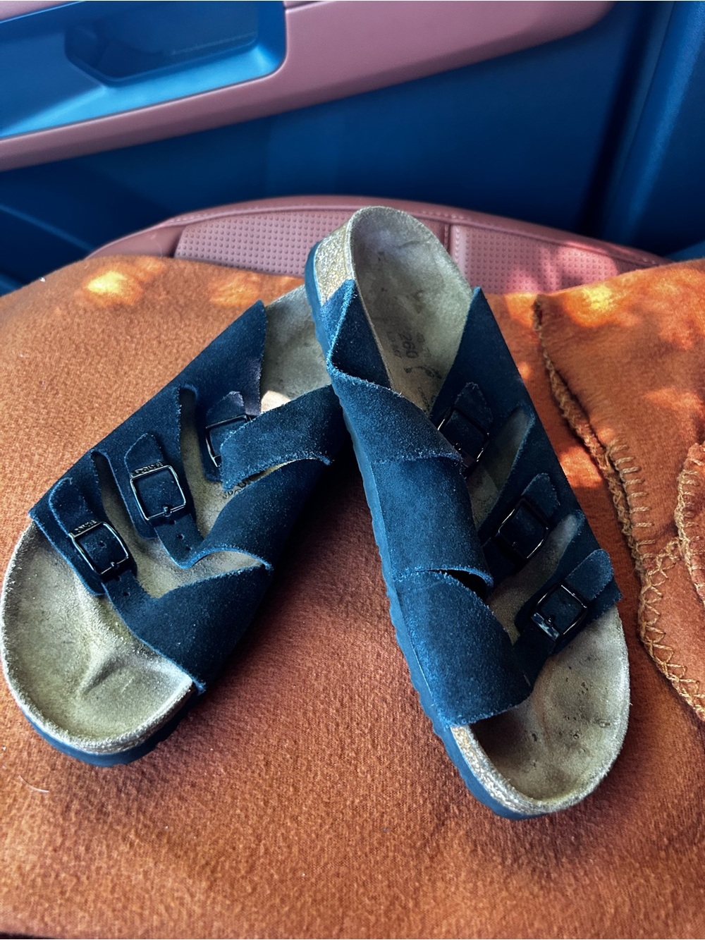 Birki’s by Birkenstock Black Suede Triple-Strap Sandals womens size 9, mens 7
